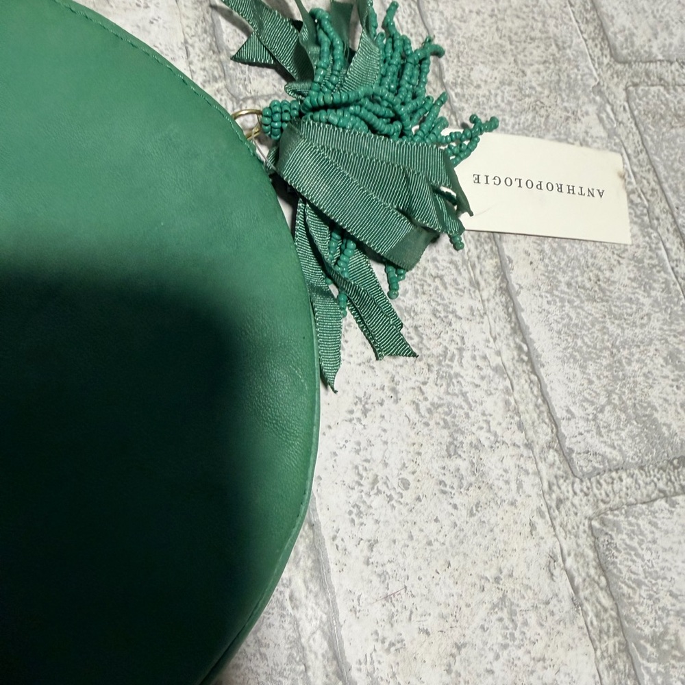 Anthropologie Green Floral Sequin Pouch B new - Picture 4 of 5